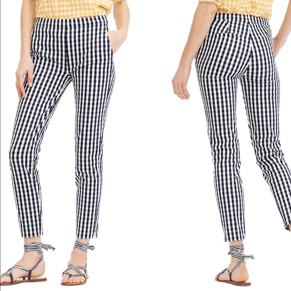J Crew Gingham Stretch Cotton Pants